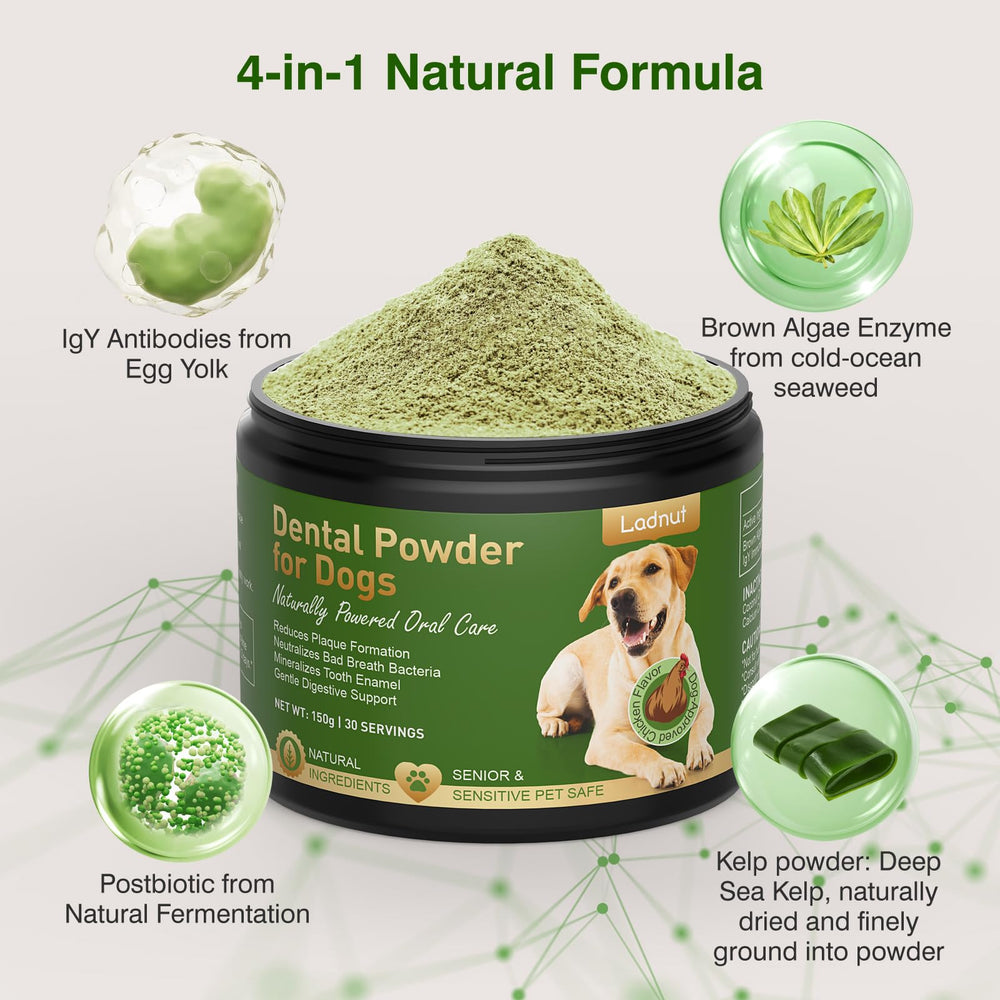 Ladnut packaging highlighting natural, vet-tested ingredients.