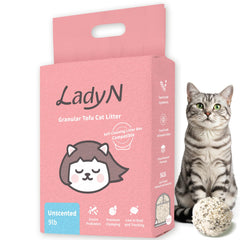 Lady N Granular Tofu Cat Litter image showing automatic box compatibility for smooth self-cleaning.