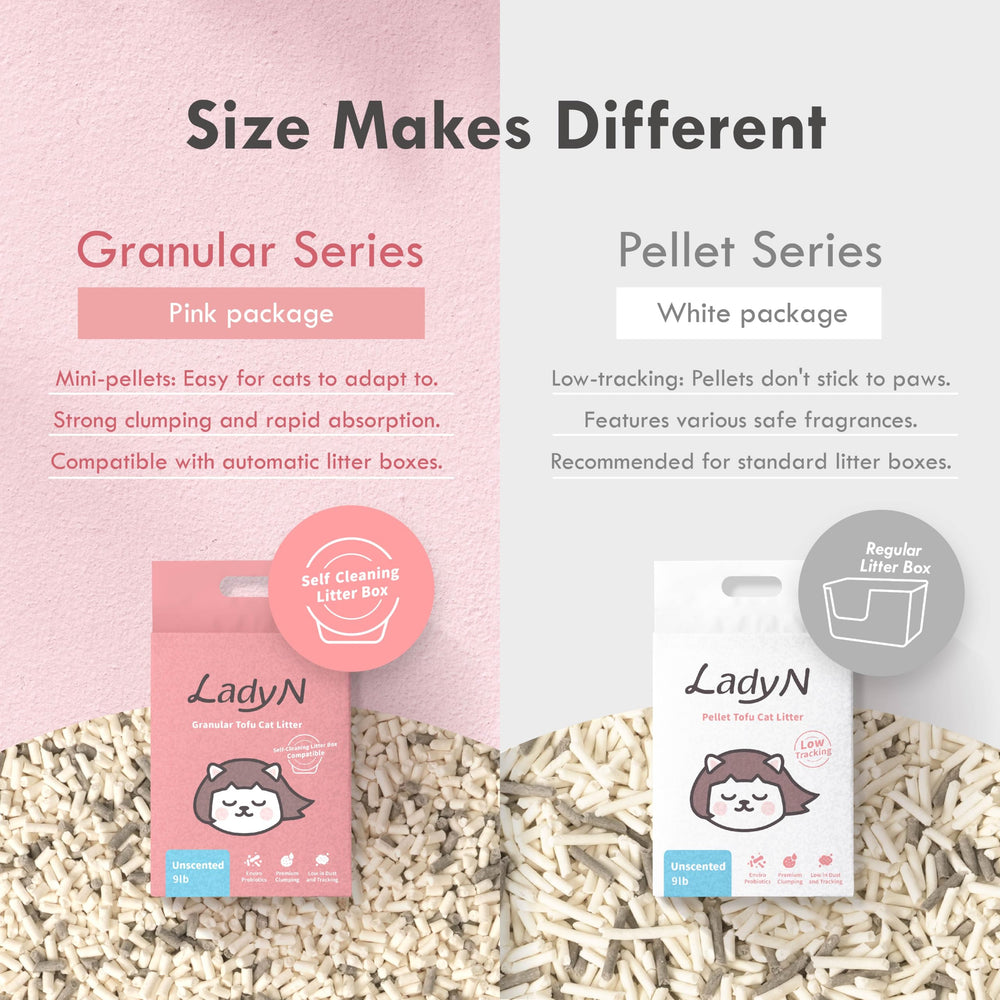 Lady N Pellet Tofu Cat Litter easy scoop and clean-up