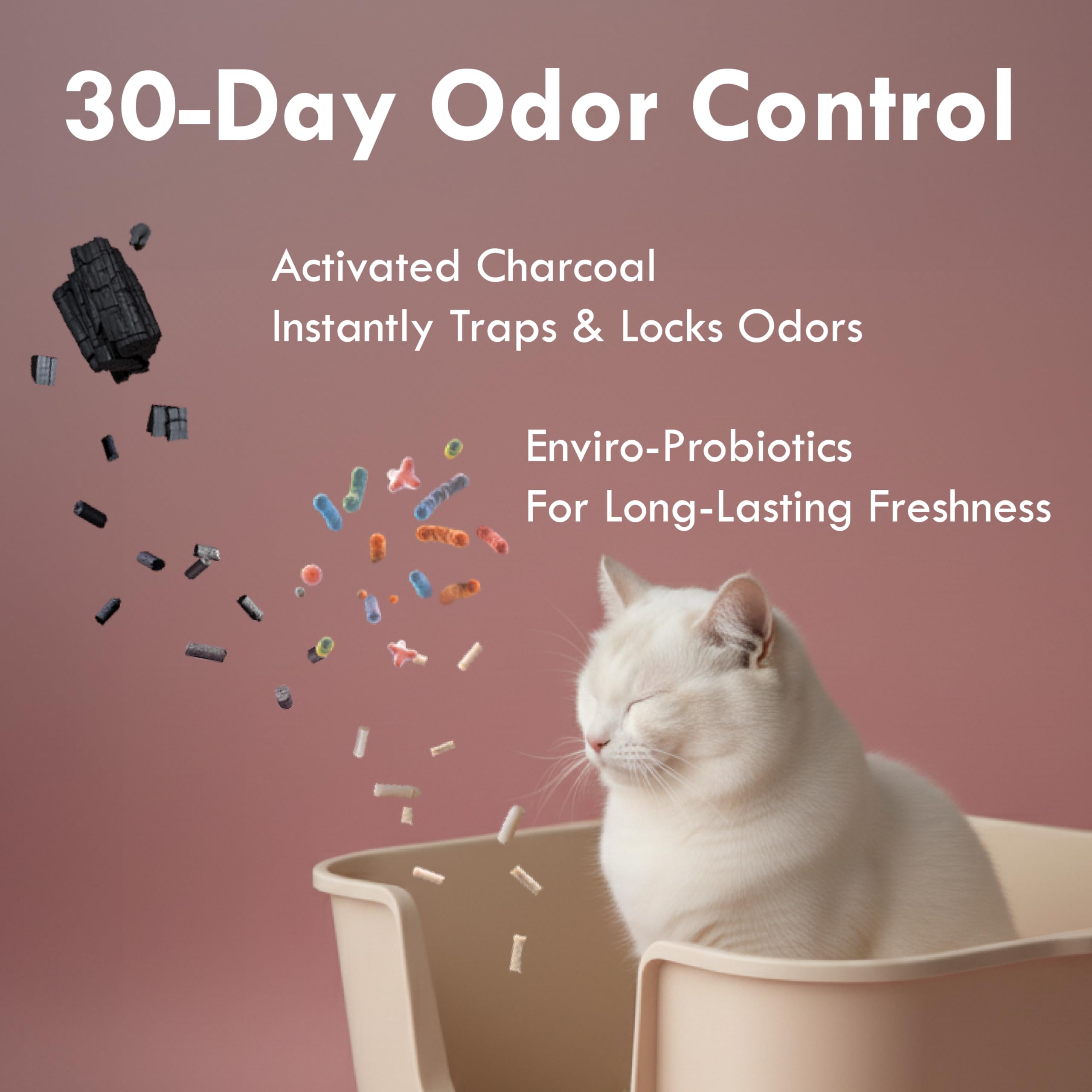 Lady N Pellet Tofu litter minimizes tracking for tidier floors.