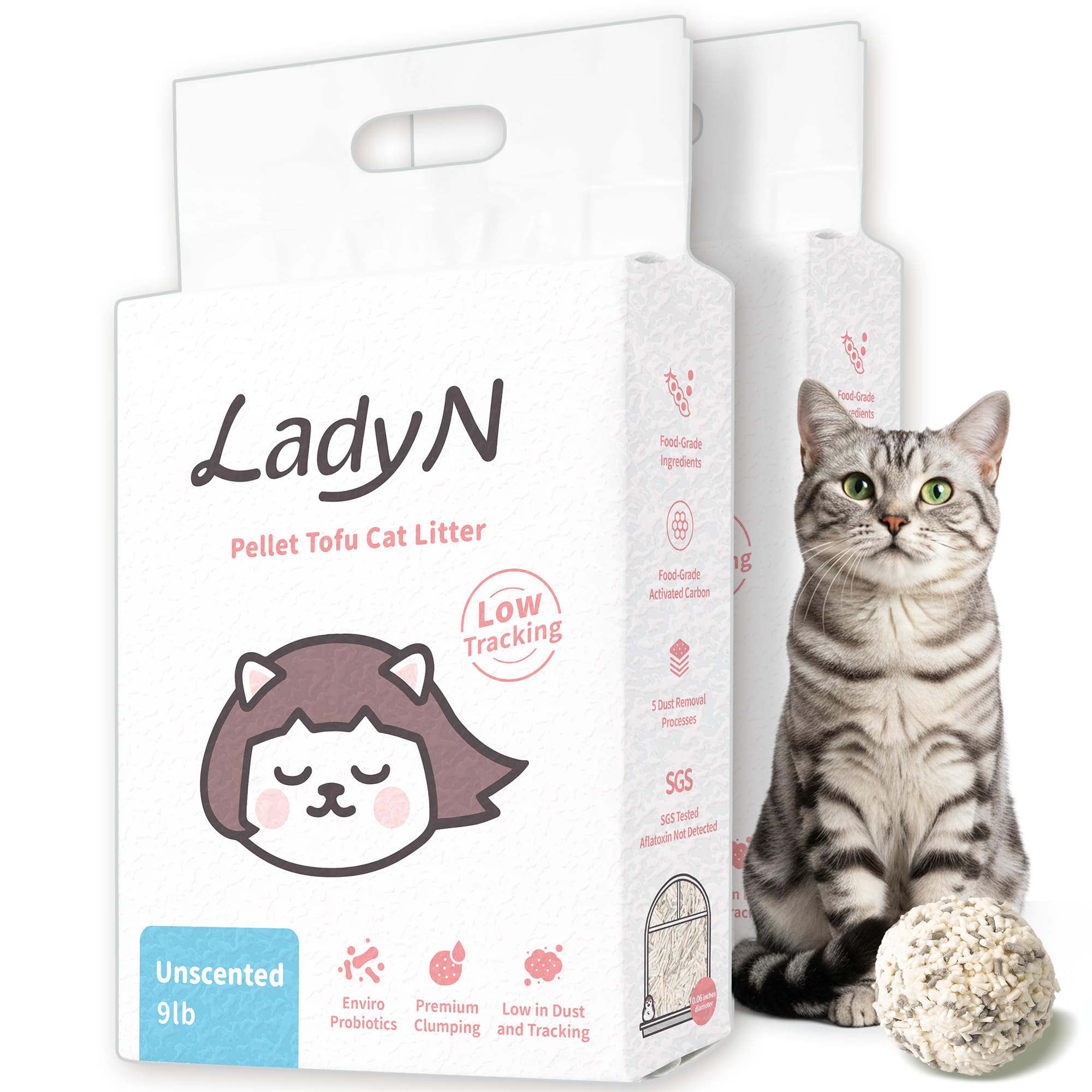 Lady N Pellet Tofu Cat Litter with strong clumping for quick cleanup