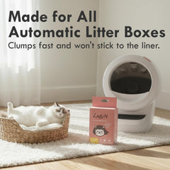 Lady N tofu litter strong clumping improves quick cleanup and odor containment.