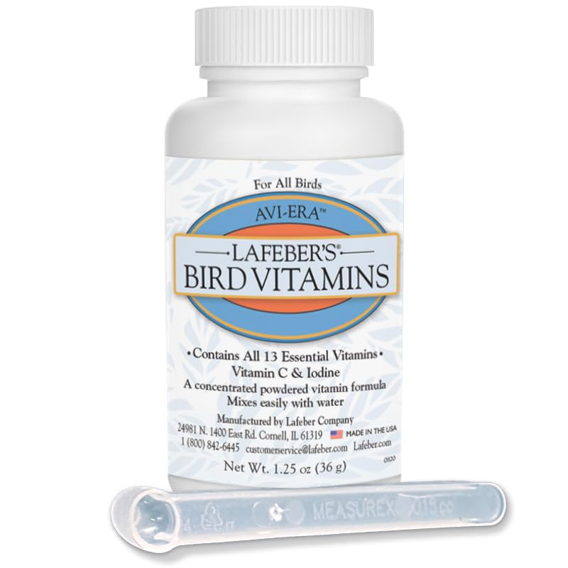 Lafeber's Avi-Era powder bottle ready for daily bird vitamin supplementation.