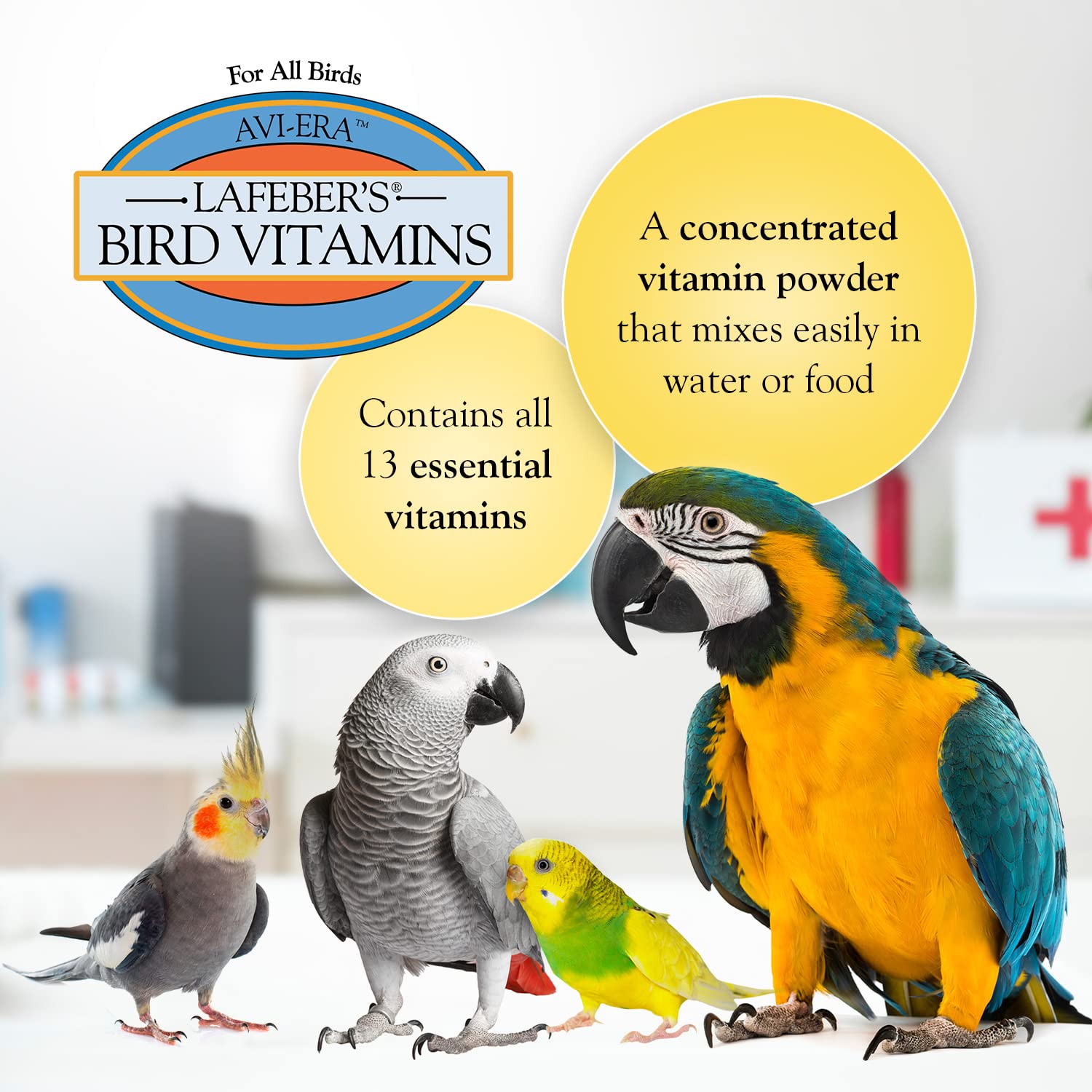 Pouring Avi-Era powder into water shows easy integration for birds.