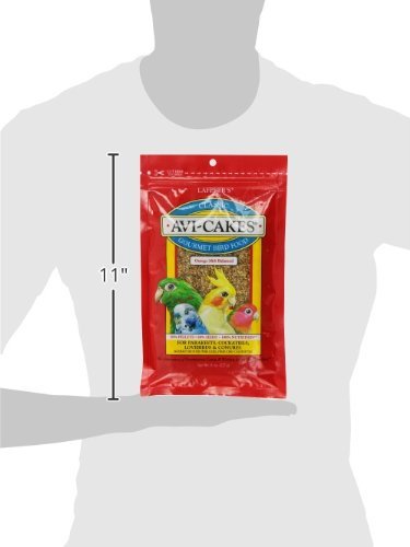 Lafeber's Avi-Cakes closeup ingredients, seeds and enriched pellets for balanced nutrition.