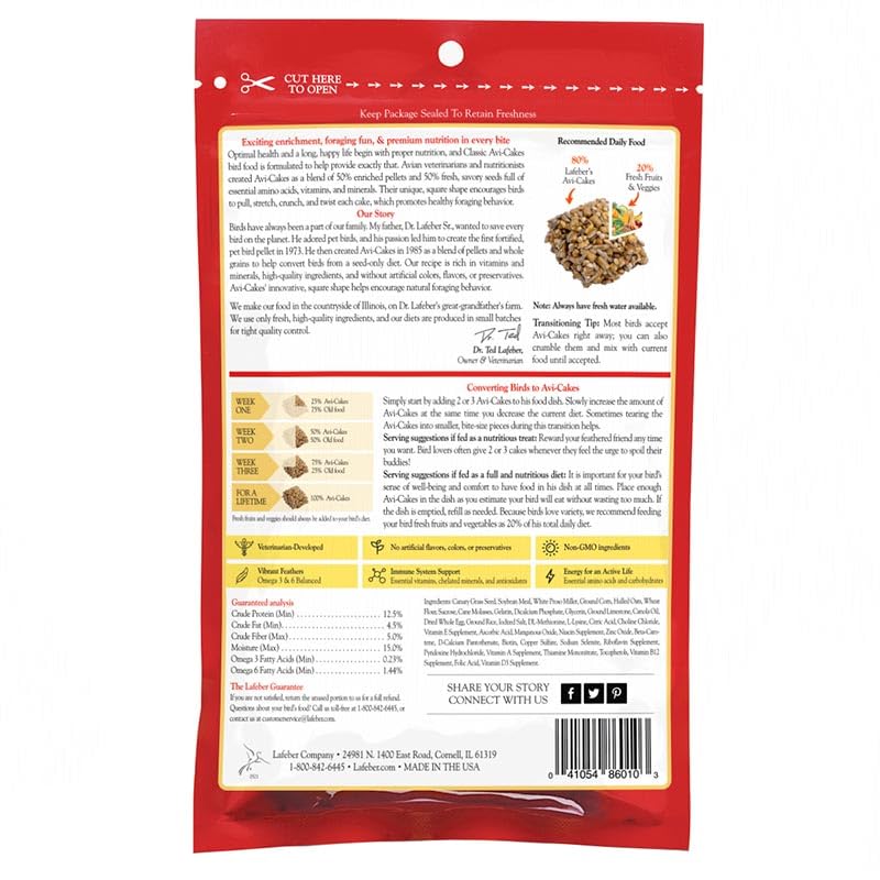 LAFEBER'S Avi-Cakes packaging highlights non-GMO ingredients