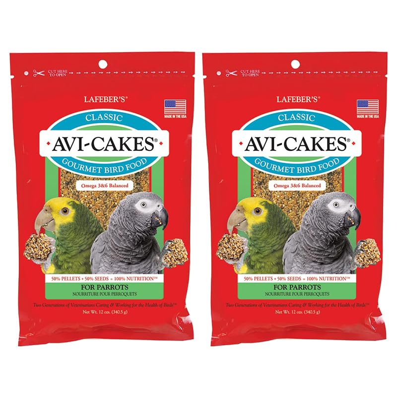 LAFEBER'S Classic Avi-Cakes packaging shows a convenient two-pack for parrots.