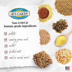 LAFEBER'S Avi-Cakes parrot-snacking image captures tasty texture and bite-sized snacks.