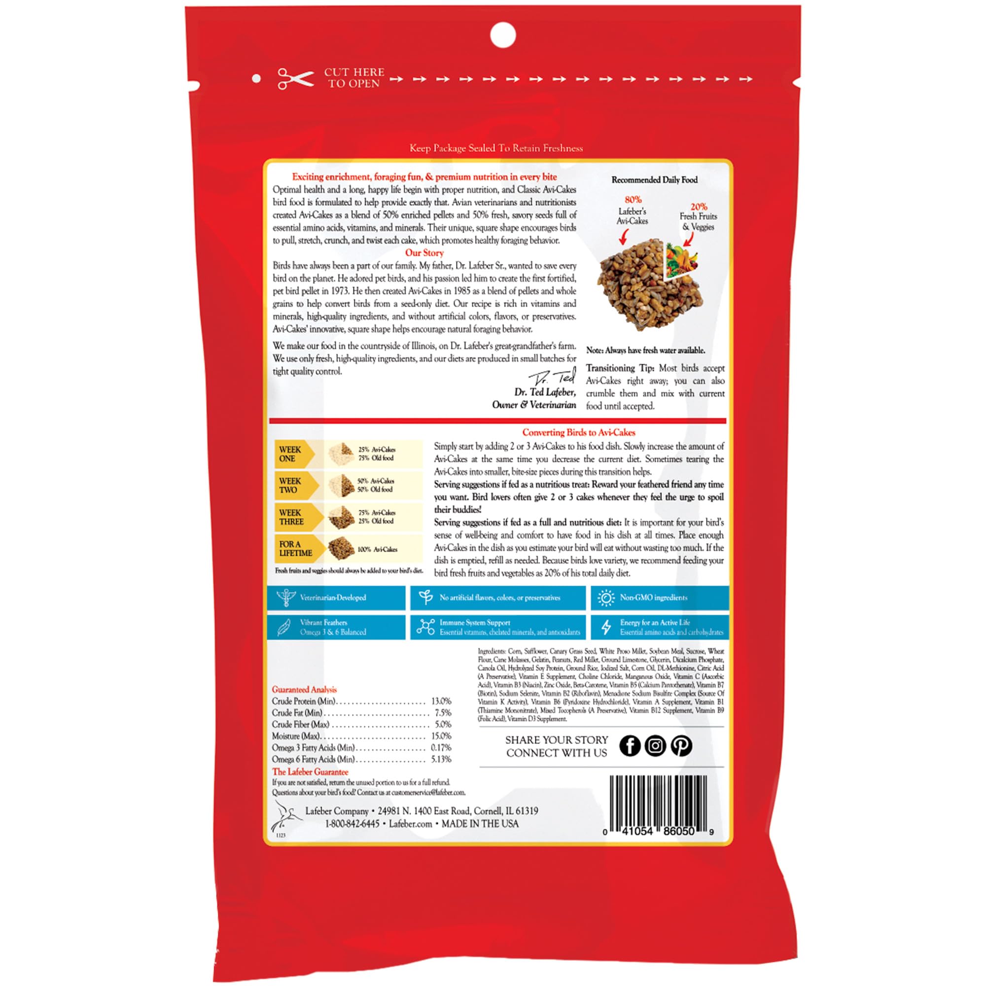 Two-pack display of Avi-Cakes; easy stocking and consistent servings.