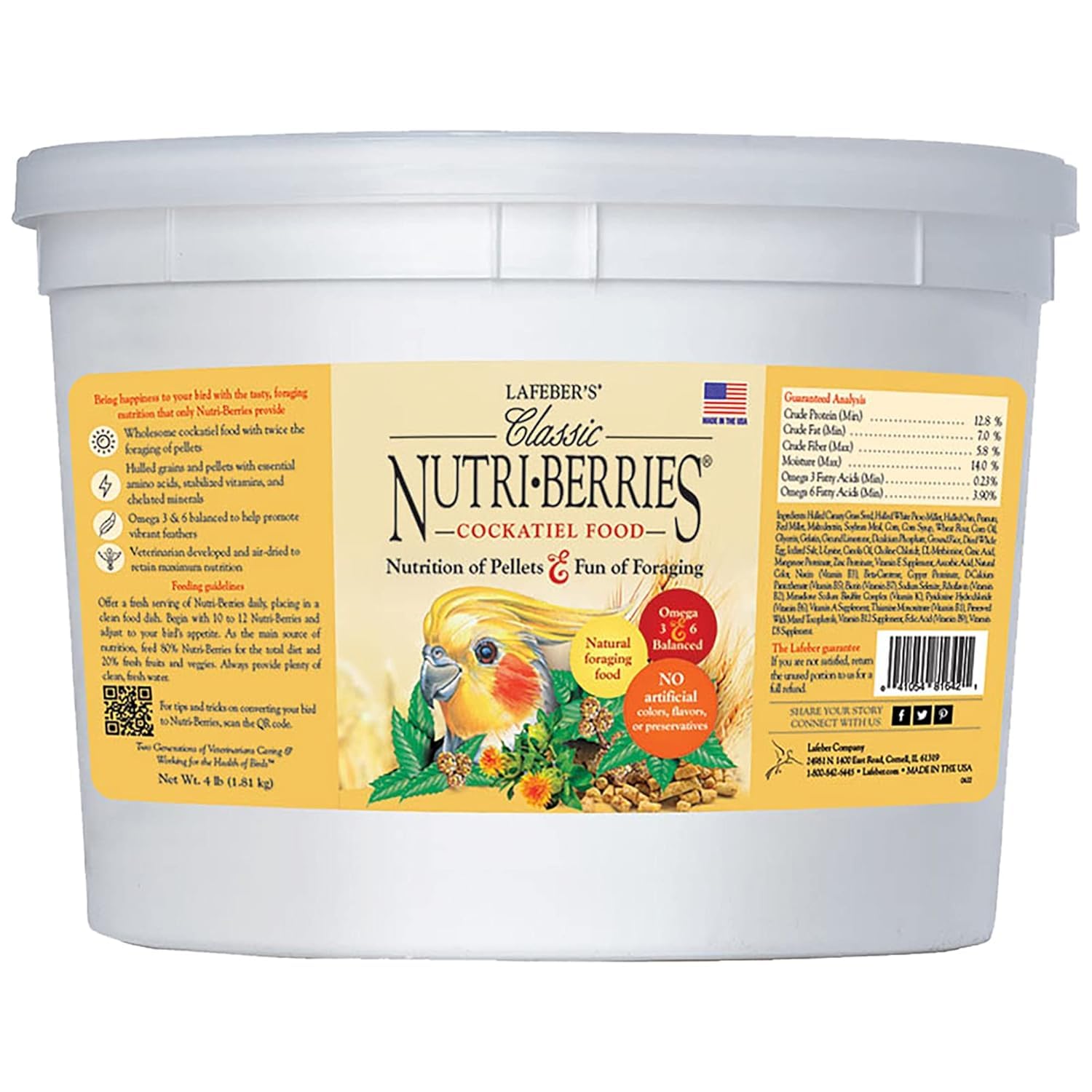 LAFEBER'S Nutri-Berries in a bowl provide balanced nutrition for cockatiels.