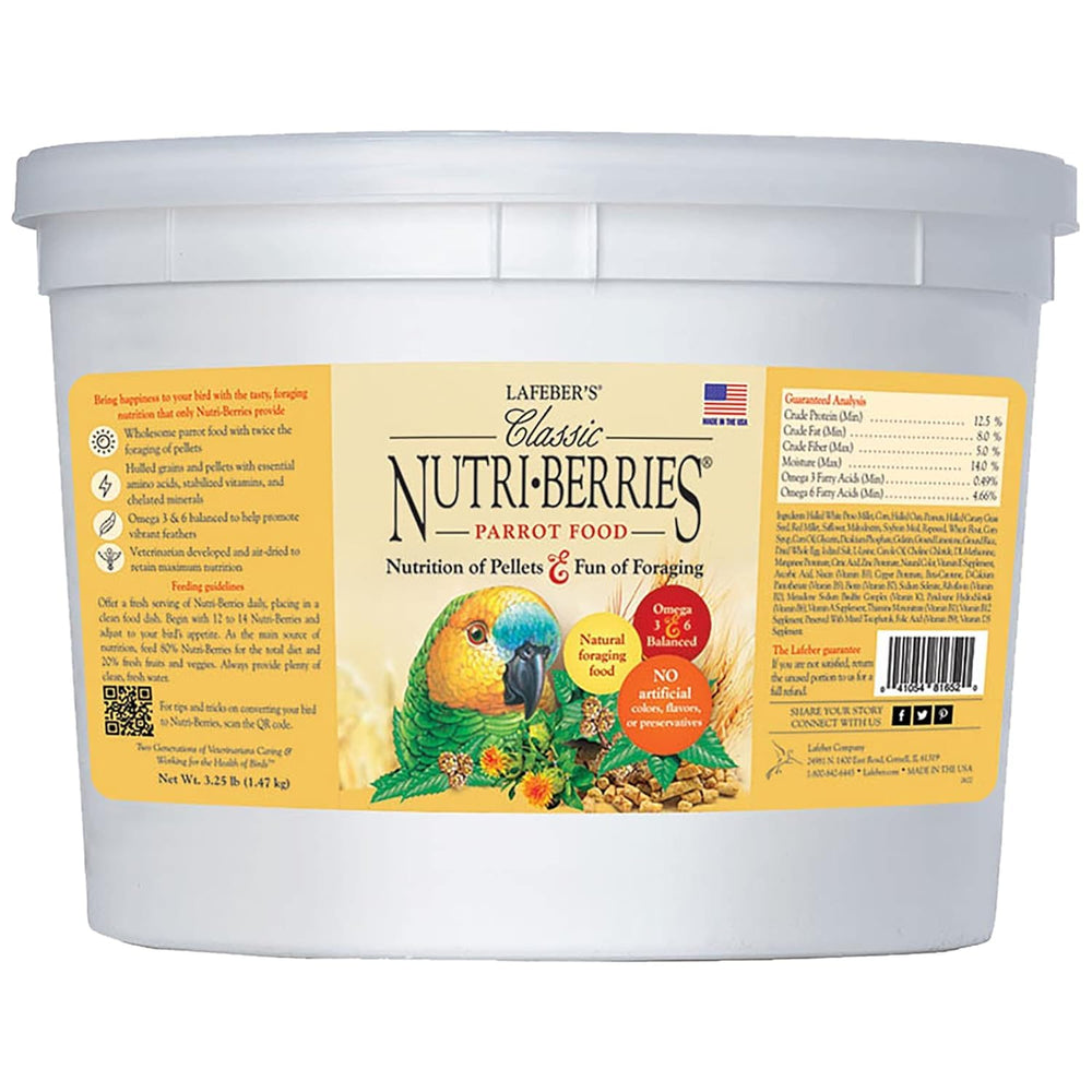 LAFEBER'S Classic Nutri-Berries foraging-bowl promotes enrichment and interactive feeding.