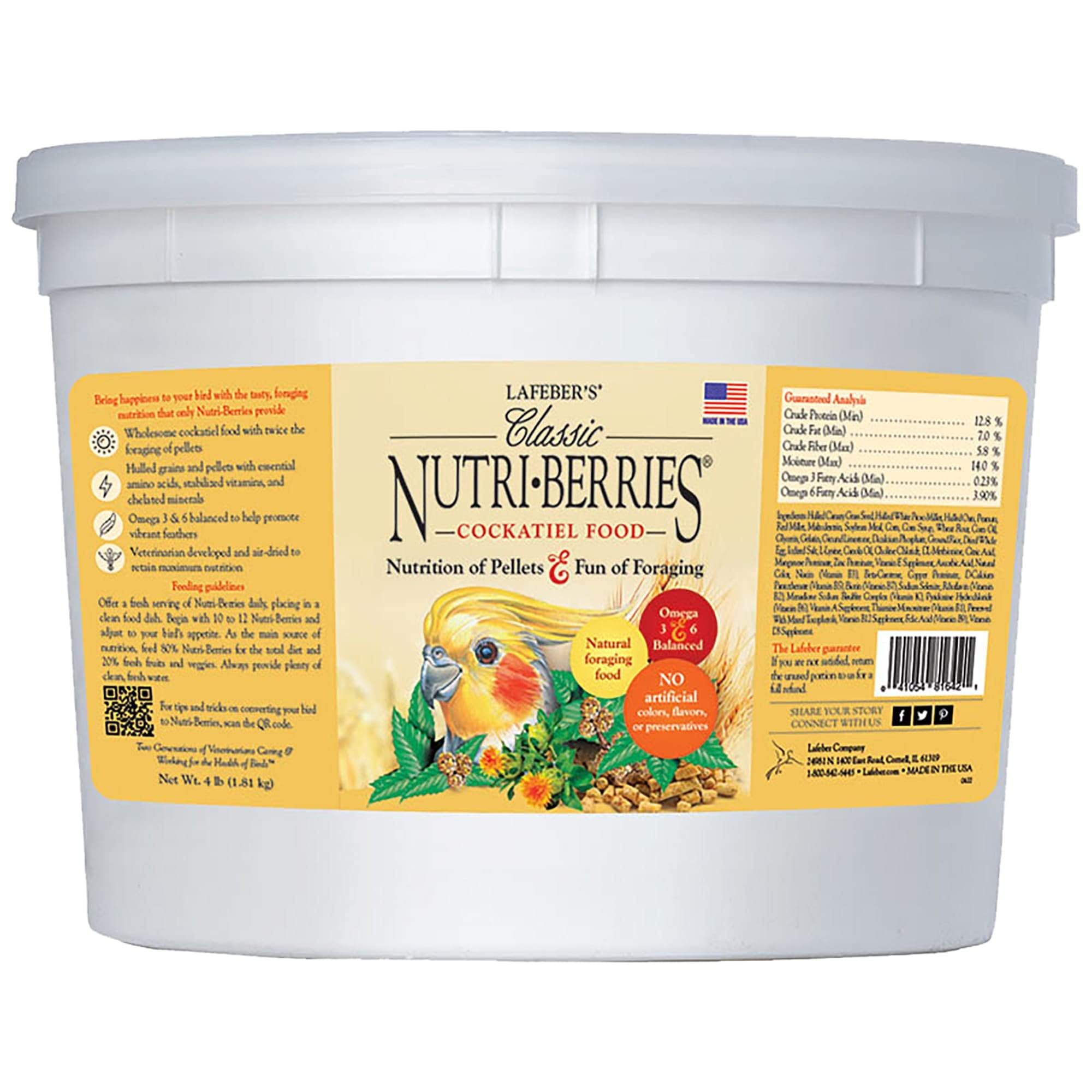 LAFEBER'S Nutri-Berries round shape encourages beak play and mental exercise.