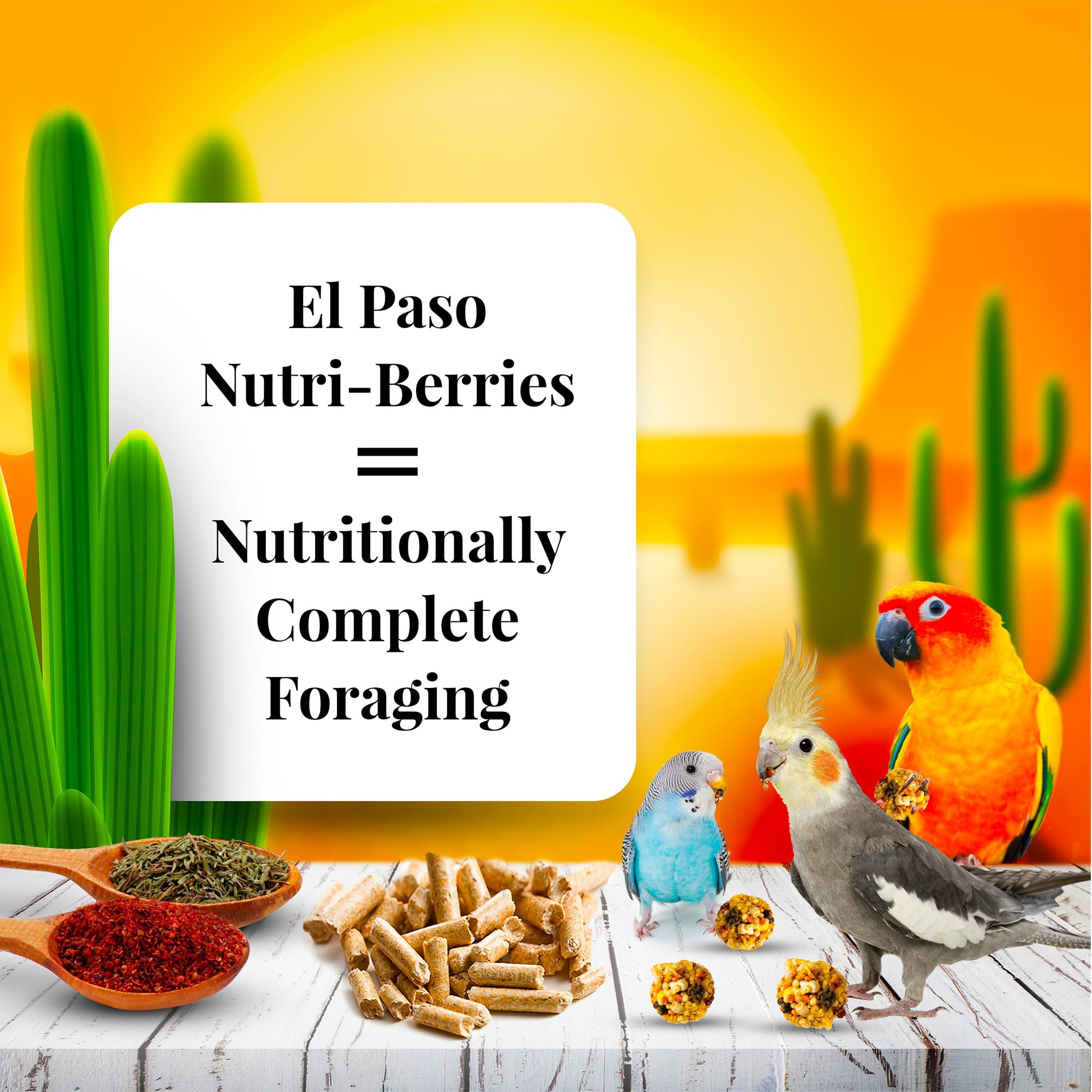 Close-up of El Paso Nutri-Berries round pellets showing foraging-friendly shape.
