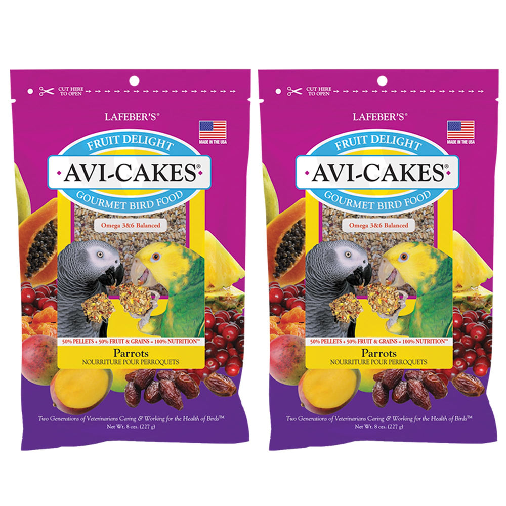 LAFEBER'S Fruit Delight Avi-Cakes pack front offers a tasty foraging enrichment for parrots.