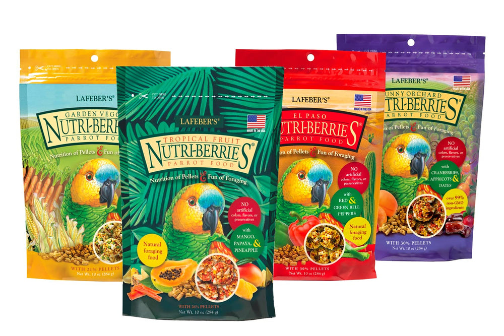 LAFEBER'S Nutri-Berries Tropical Fruit parrot variety with real fruit pieces for enrichment