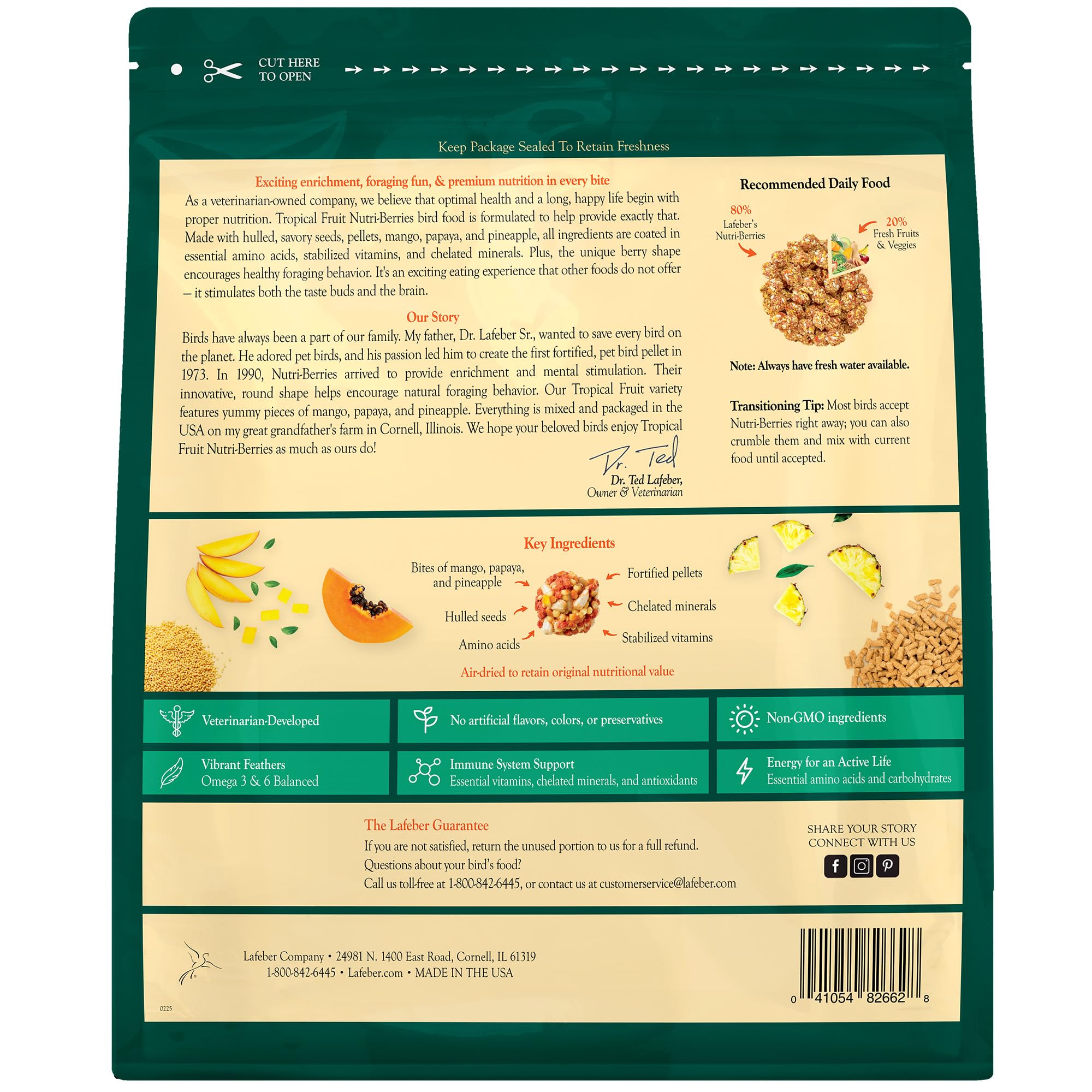 LAFEBER'S Nutri-Berries 100 percent satisfaction guarantee for peace of mind