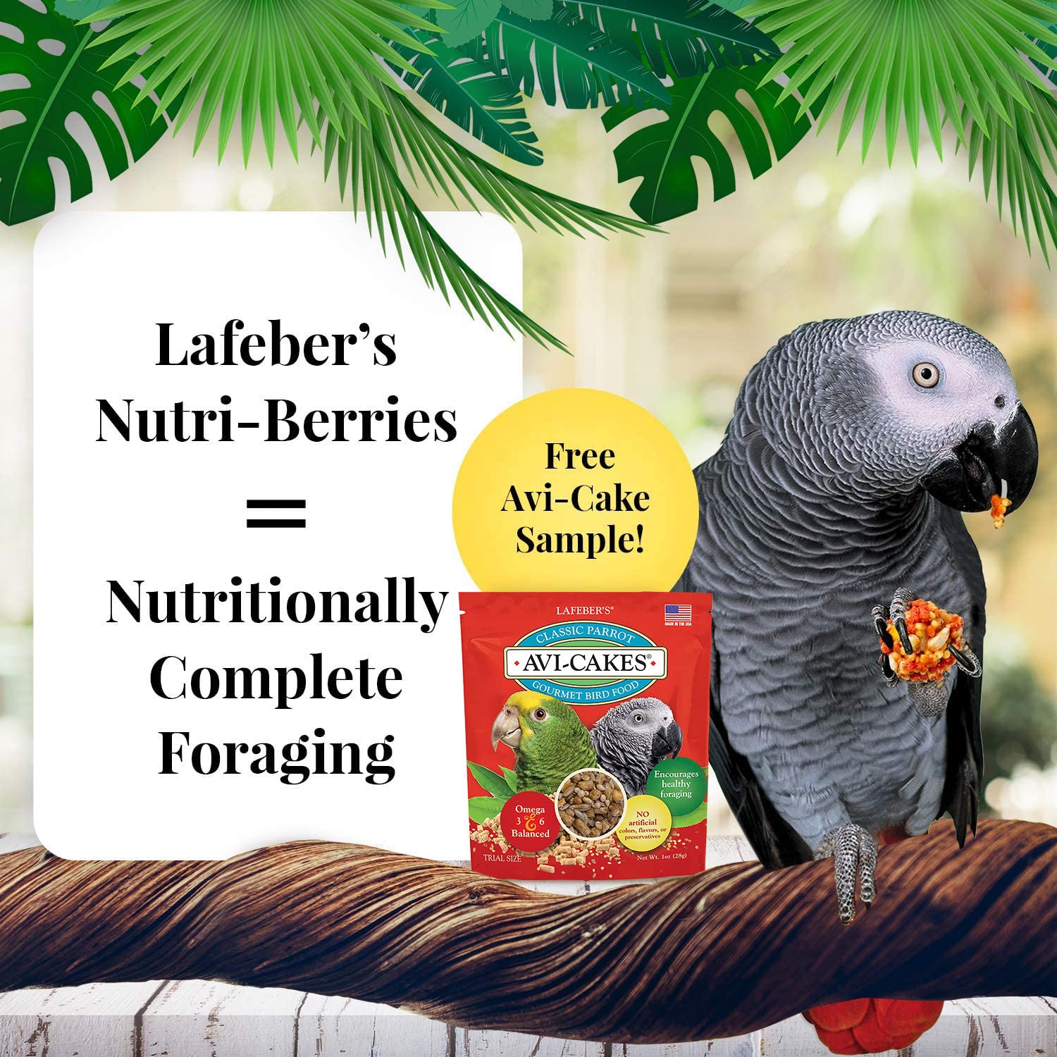 Closeup of LAFEBER'S Nutri-Berries bags showing quality ingredients