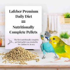 LAFEBER'S omega-3 and omega-6 balance for healthy feathers, shown as grains.