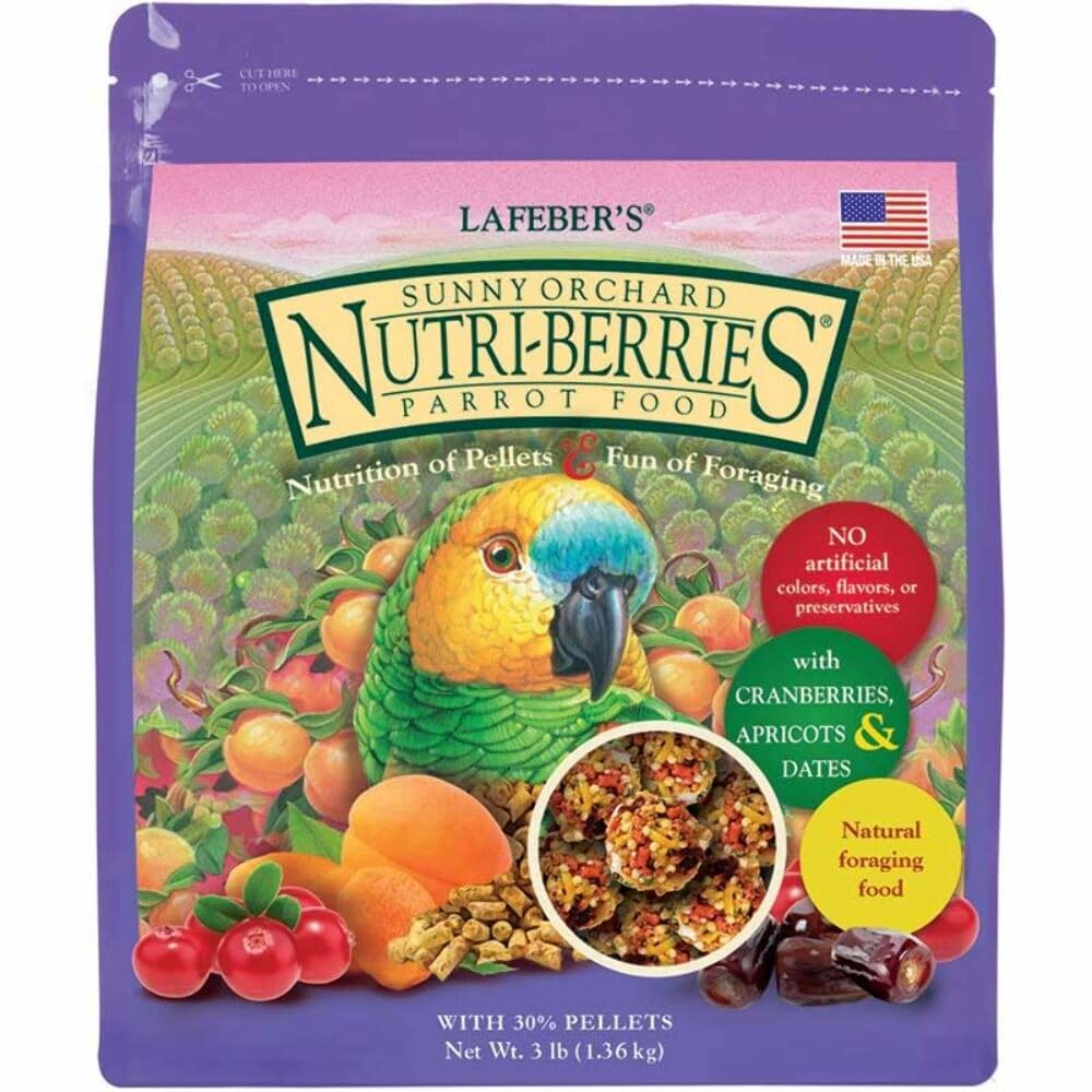 LAFEBER'S Sunny Orchard Nutri-Berries parrot bowl foraging enrichment and beak exercise.