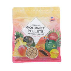 LAFEBER'S Tropical Fruit Pellets for conures; fruit pieces visible and no added sugar.