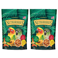 LAFEBER'S Tropical Fruit Nutri-Berries bag closeup showing real fruit pieces for birds' nutrition