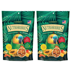 LAFEBER'S Tropical Fruit Nutri-Berries bag with colorful pieces for parrots' daily nutrition.