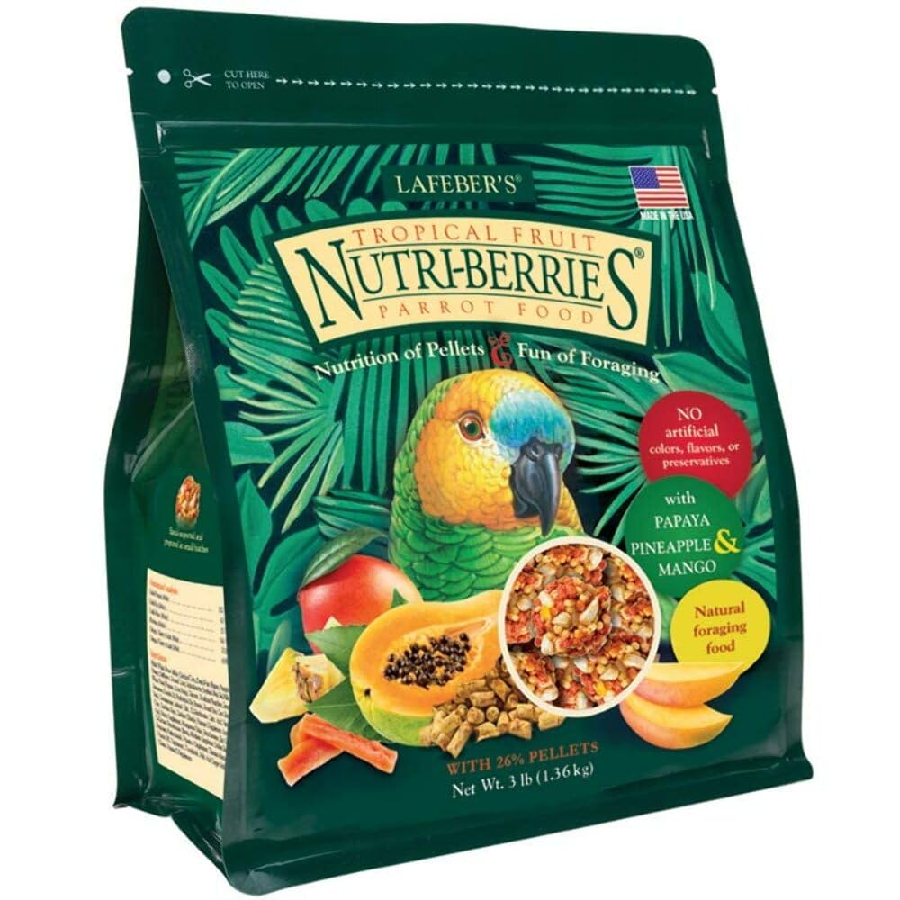 LAFEBER'S Tropical Fruit Nutri-Berries omega-3-6 balance supports healthy plumage.
