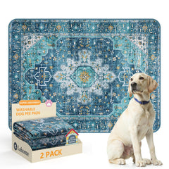 Lahome blue puppy pads two-pack laid flat for quick setup and protection.
