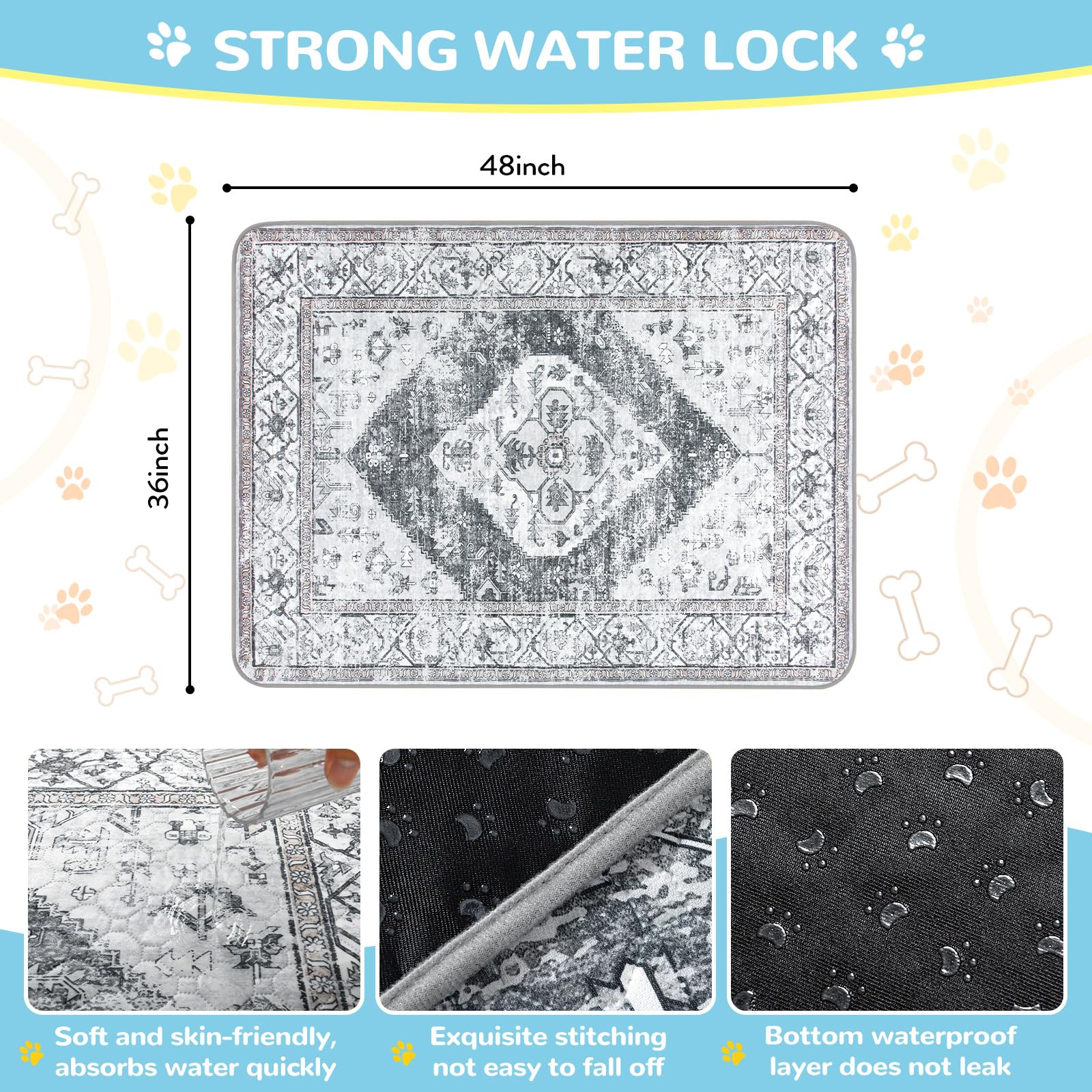 Lahome 36x48 inch pads provide ample coverage.