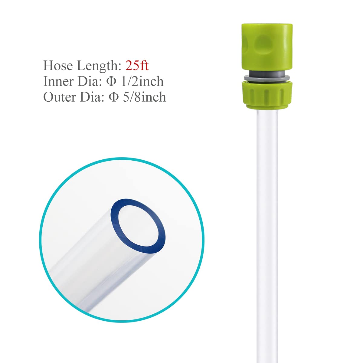 Laifoo 25ft clear hose offering long reach and flexibility for tanks