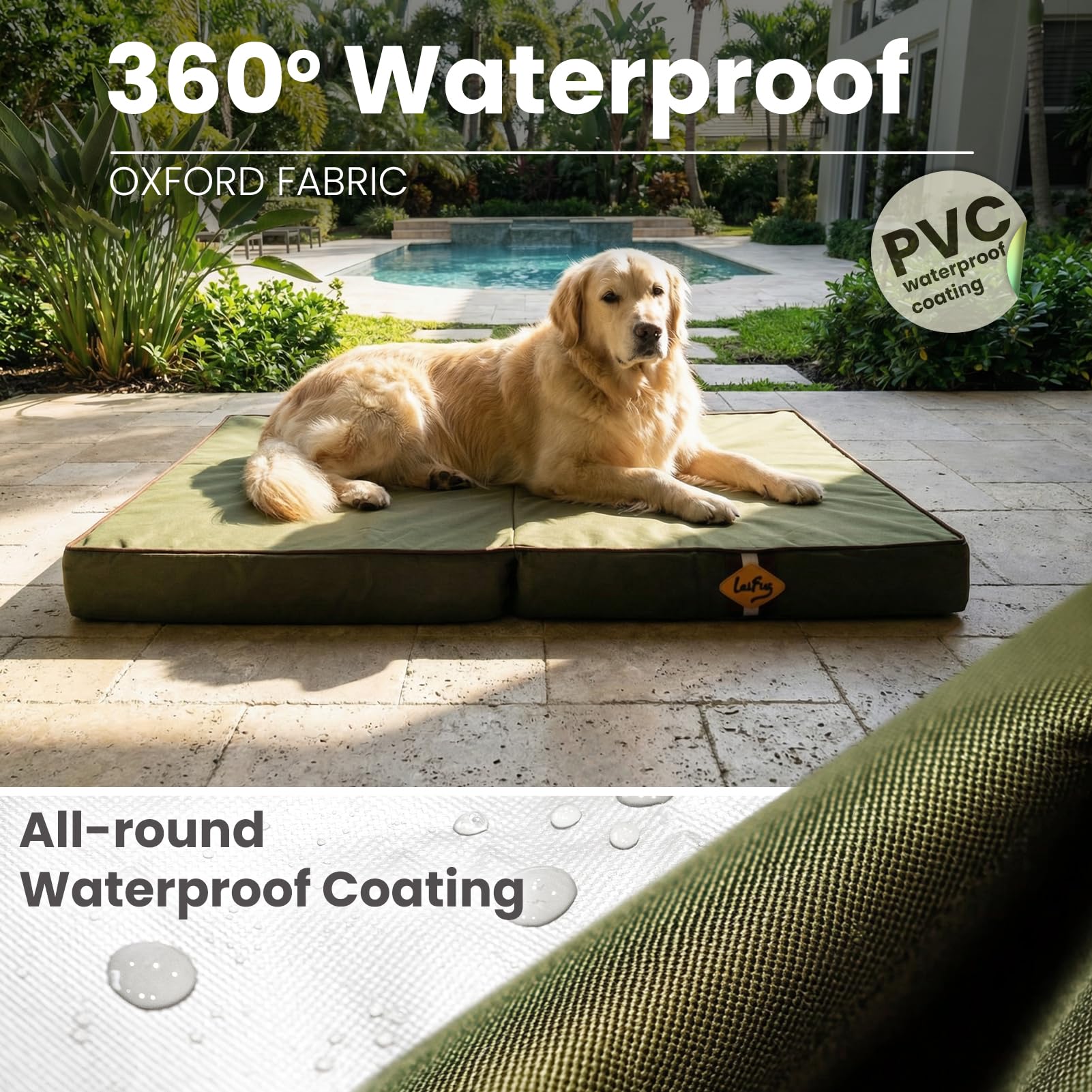 Laifug eggcrate foam provides supportive comfort for large dogs.