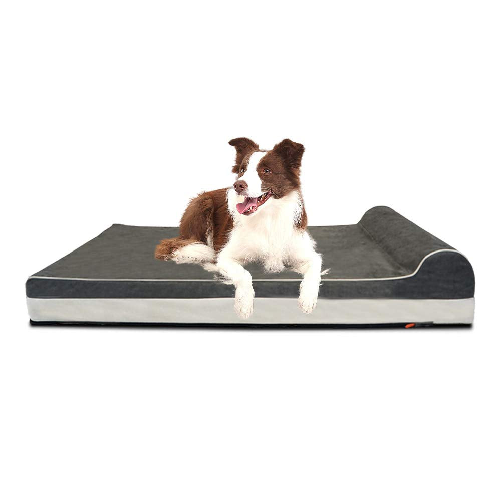 Laifug orthopedic memory foam dog bed: large gray cushion for joints