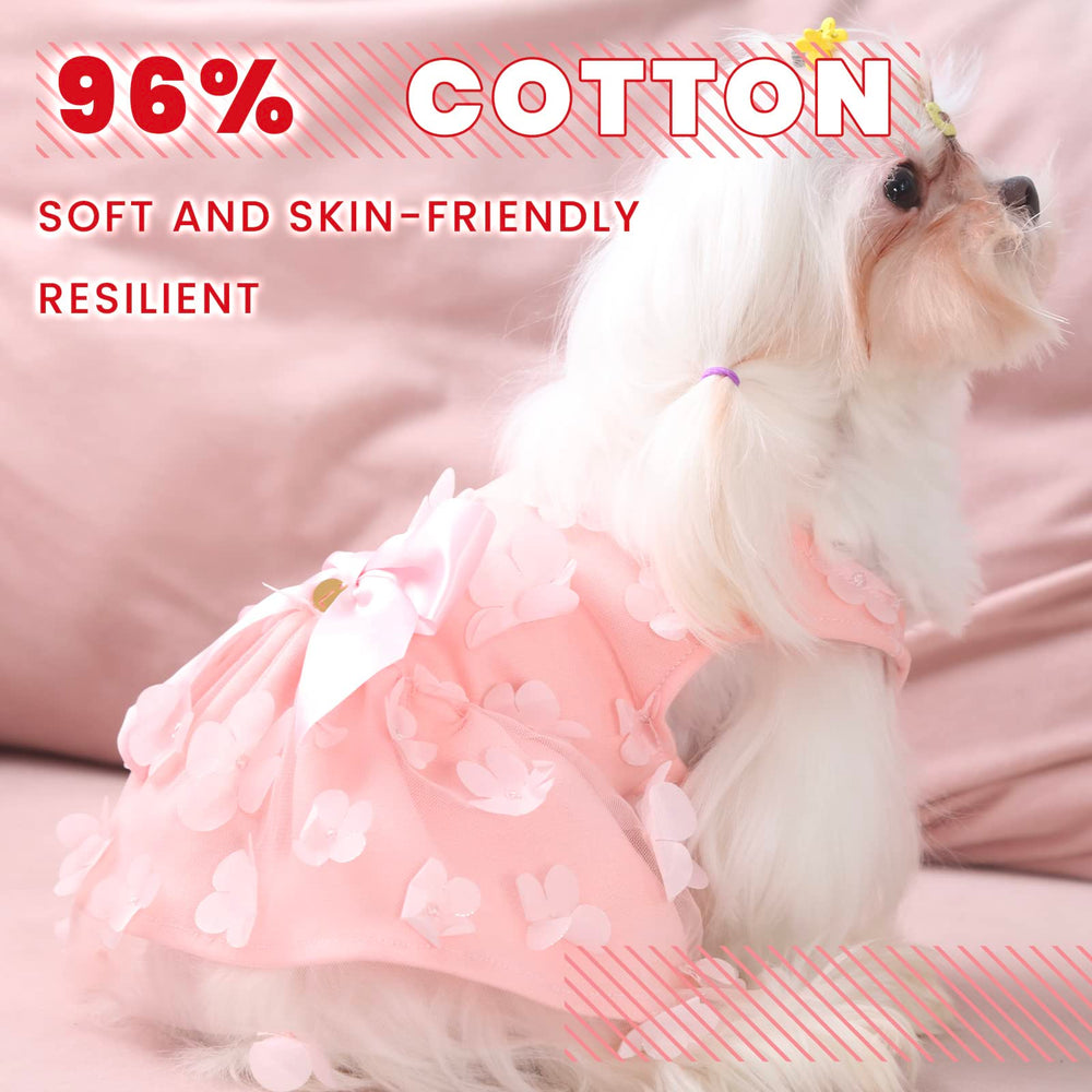 Laifug pink party dress for small breeds with soft knit cotton.