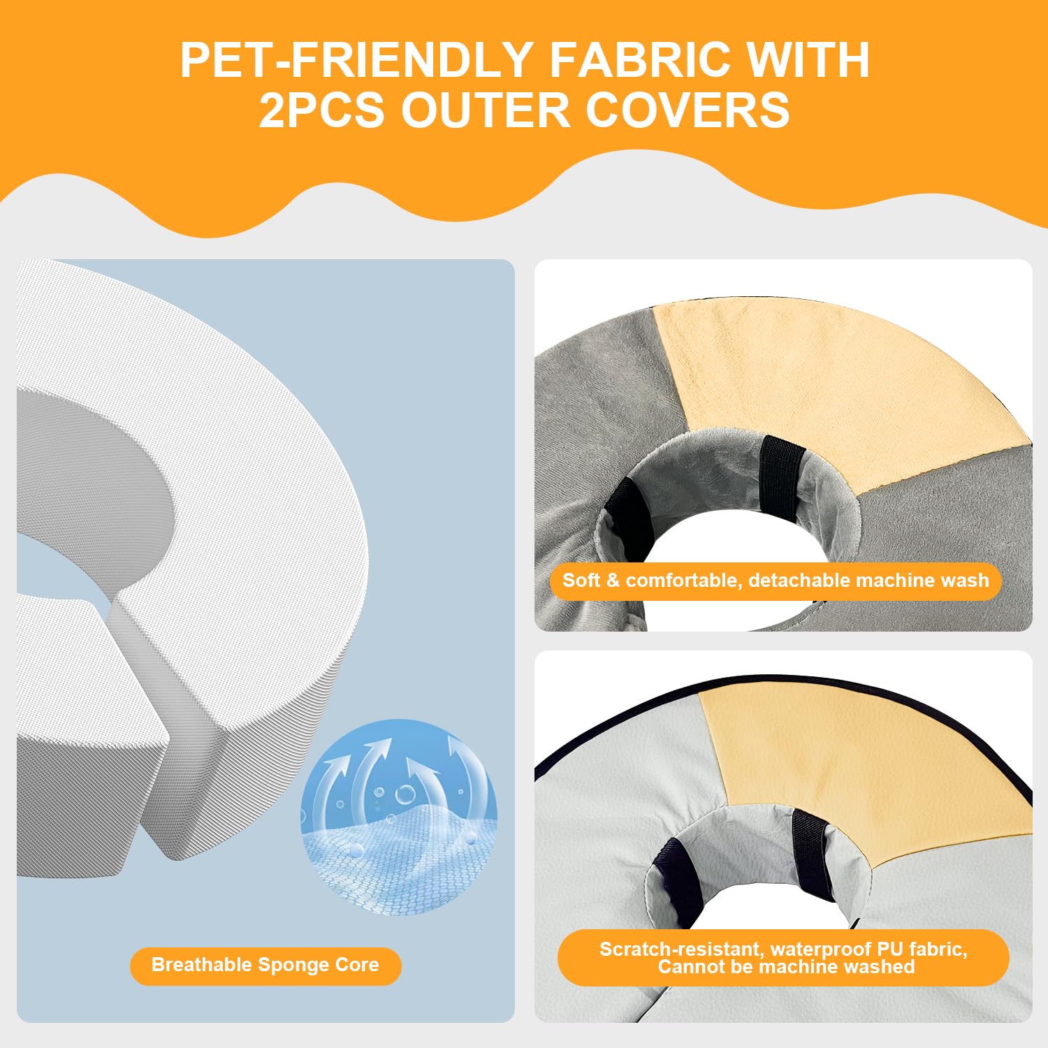 Lainergie back view of donut collar showing dual-layer protection options
