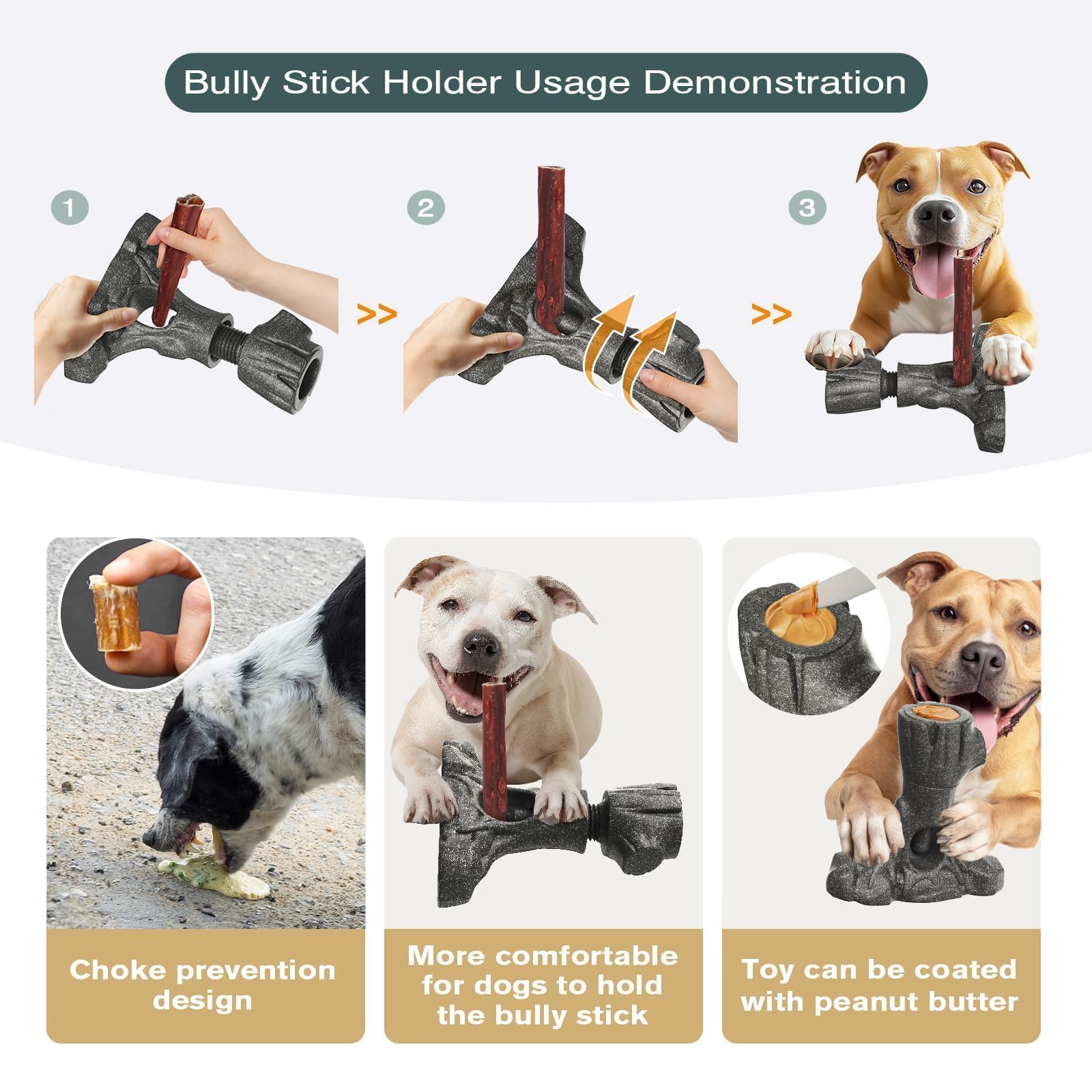 LaiQiuJunA textured surface massages gums and scrubs teeth as dogs chew