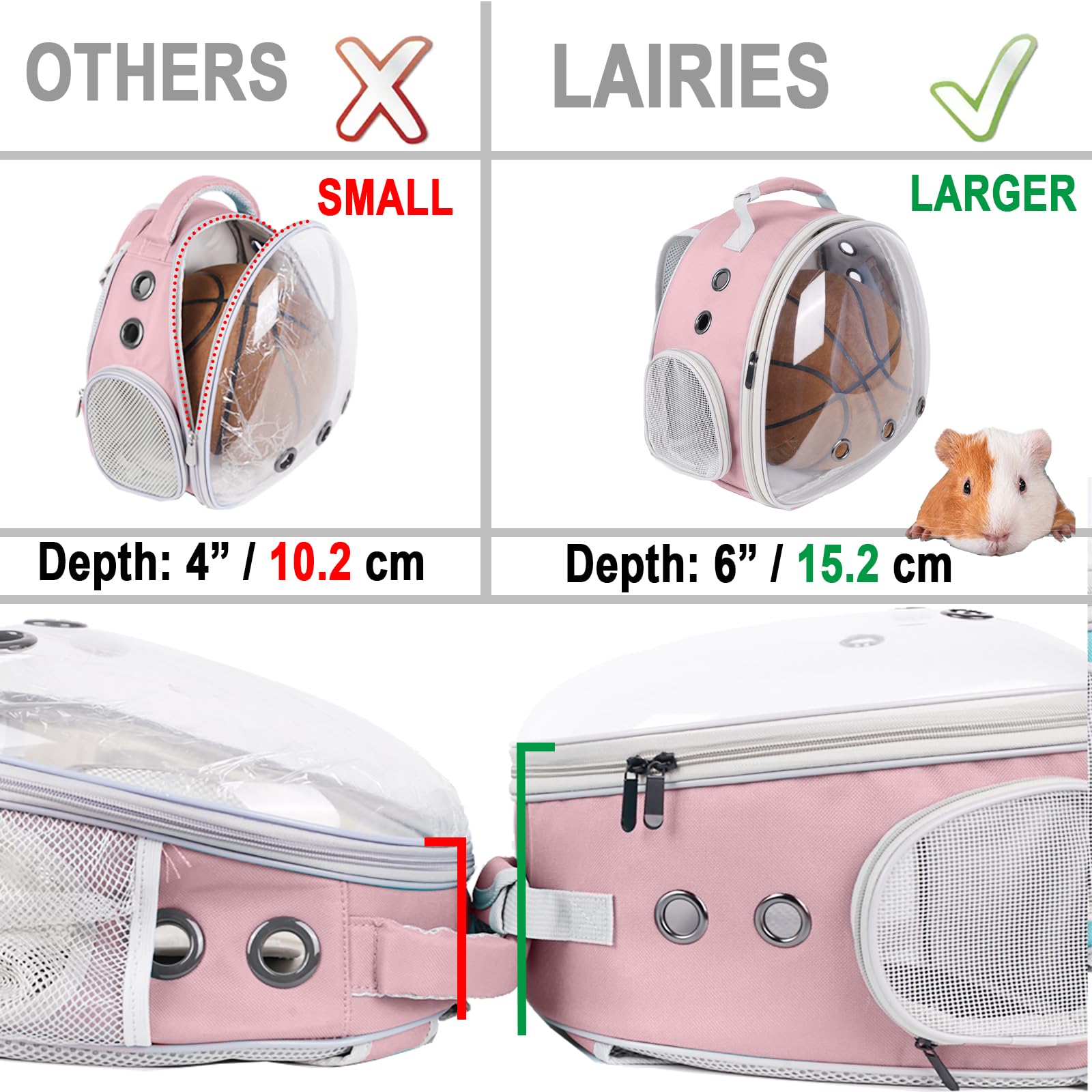 LAIRIES backpack side view showing multiple ventilation holes for airflow