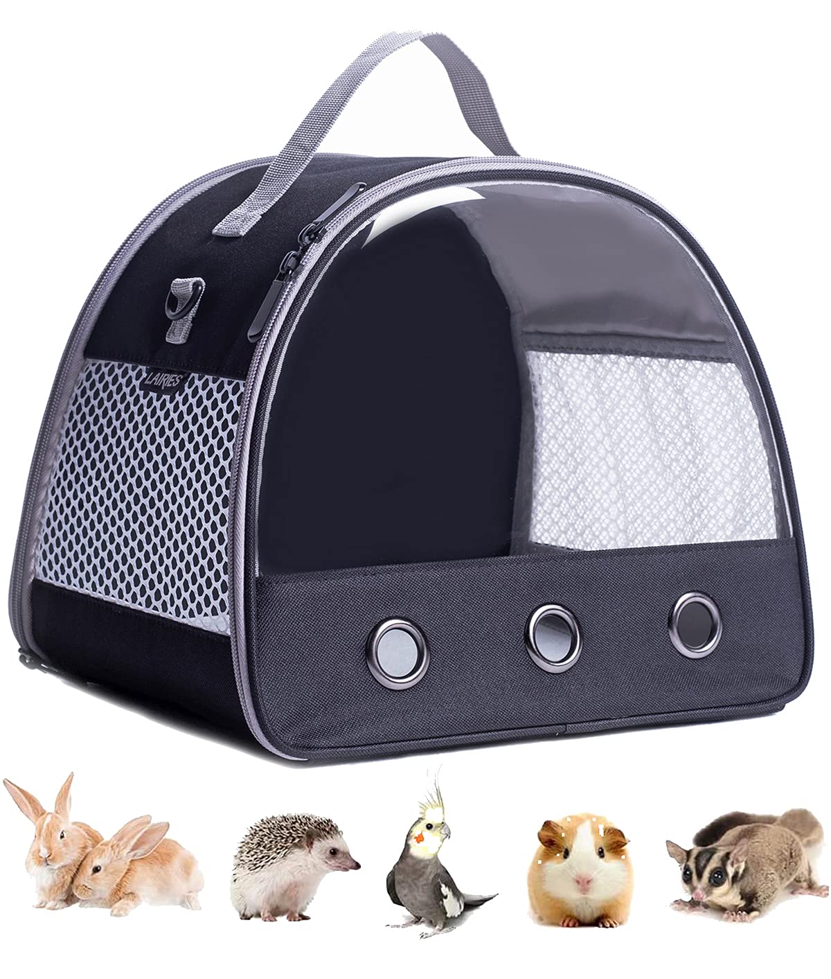 LAIRIES Guinea Pig Carrier Backpack with clear window for safe front-view travel.