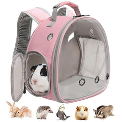 LAIRRIES guinea pig carrier with pink bubble window for clear pet visibility during transport.