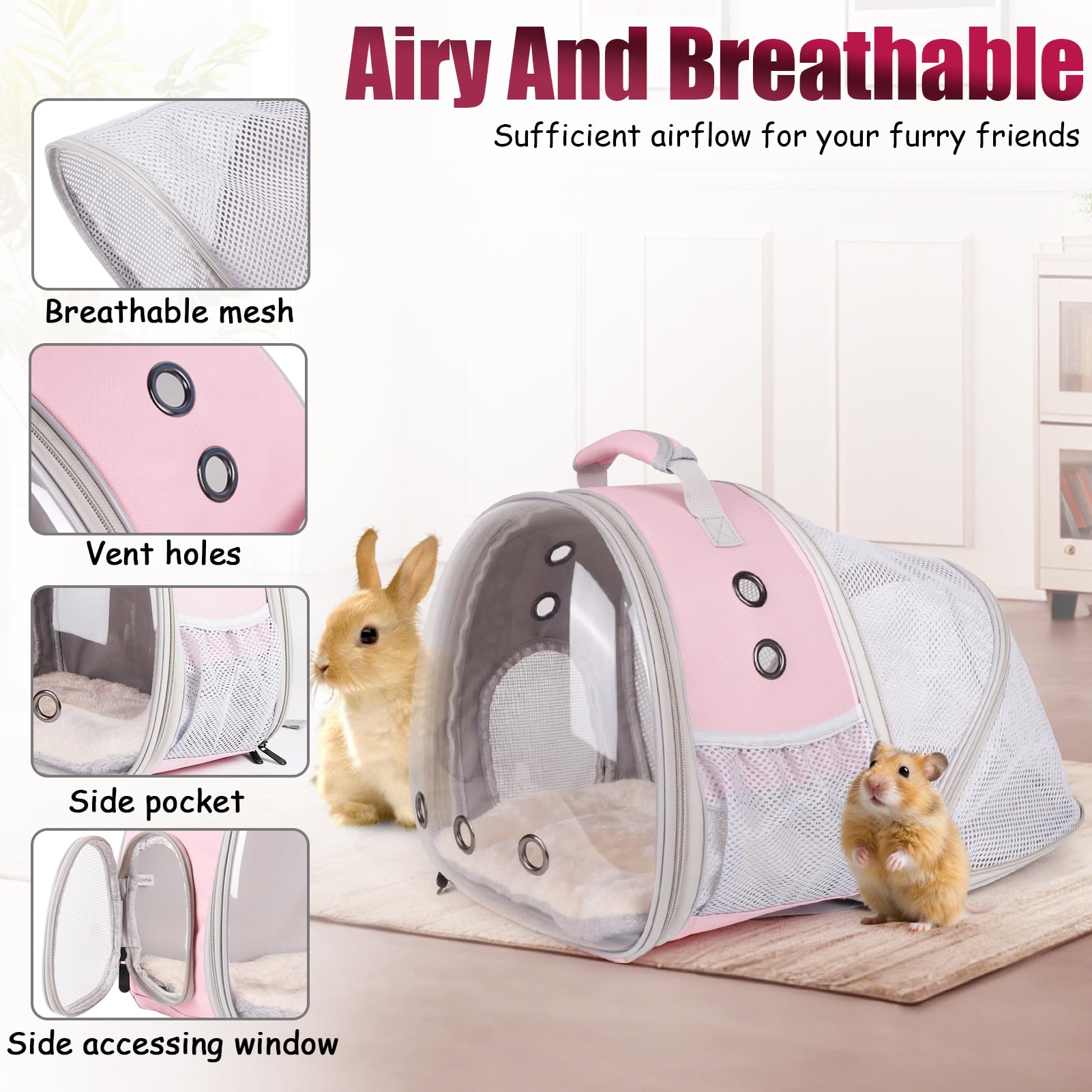 LAIRIES Front vent holes promote steady airflow during travel.