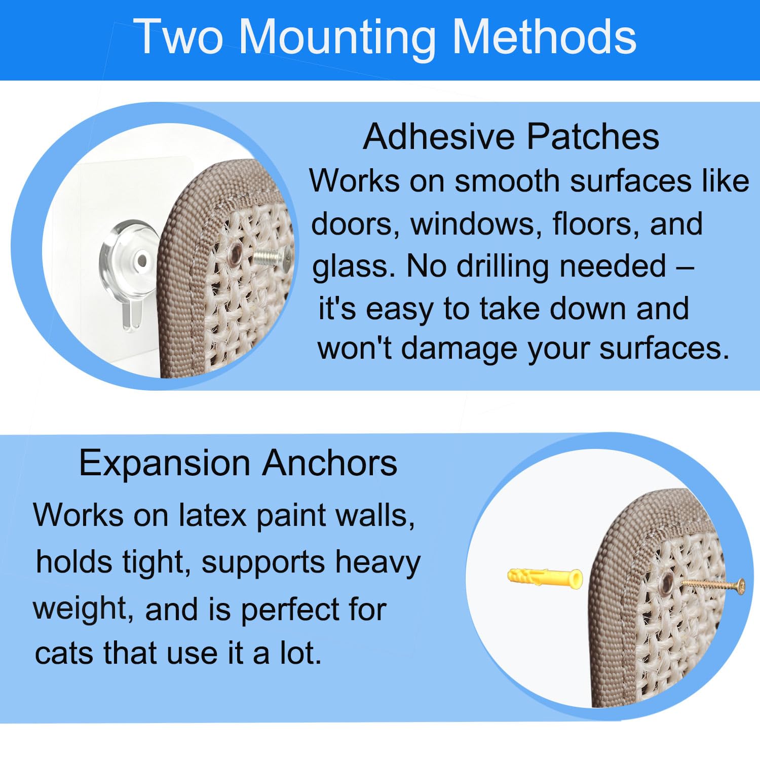 LAJEF bolts installation for sturdy wall mounting of the scratcher
