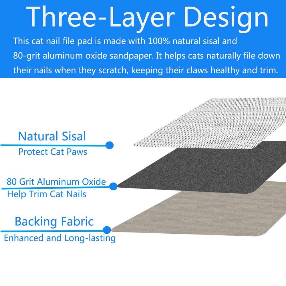 LAJEF scratcher layer detail showing natural sisal top and aluminum oxide grit inner layer