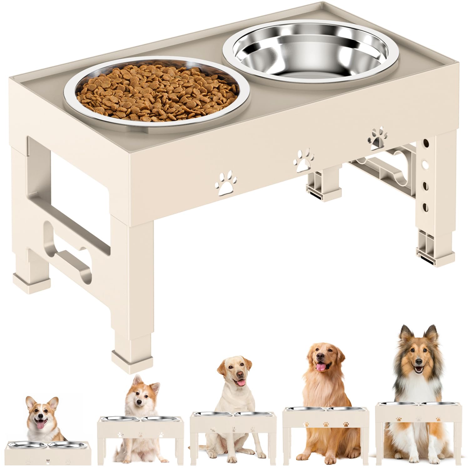 LAKIPETN elevated dog bowl stand with two bowls for easy feeding