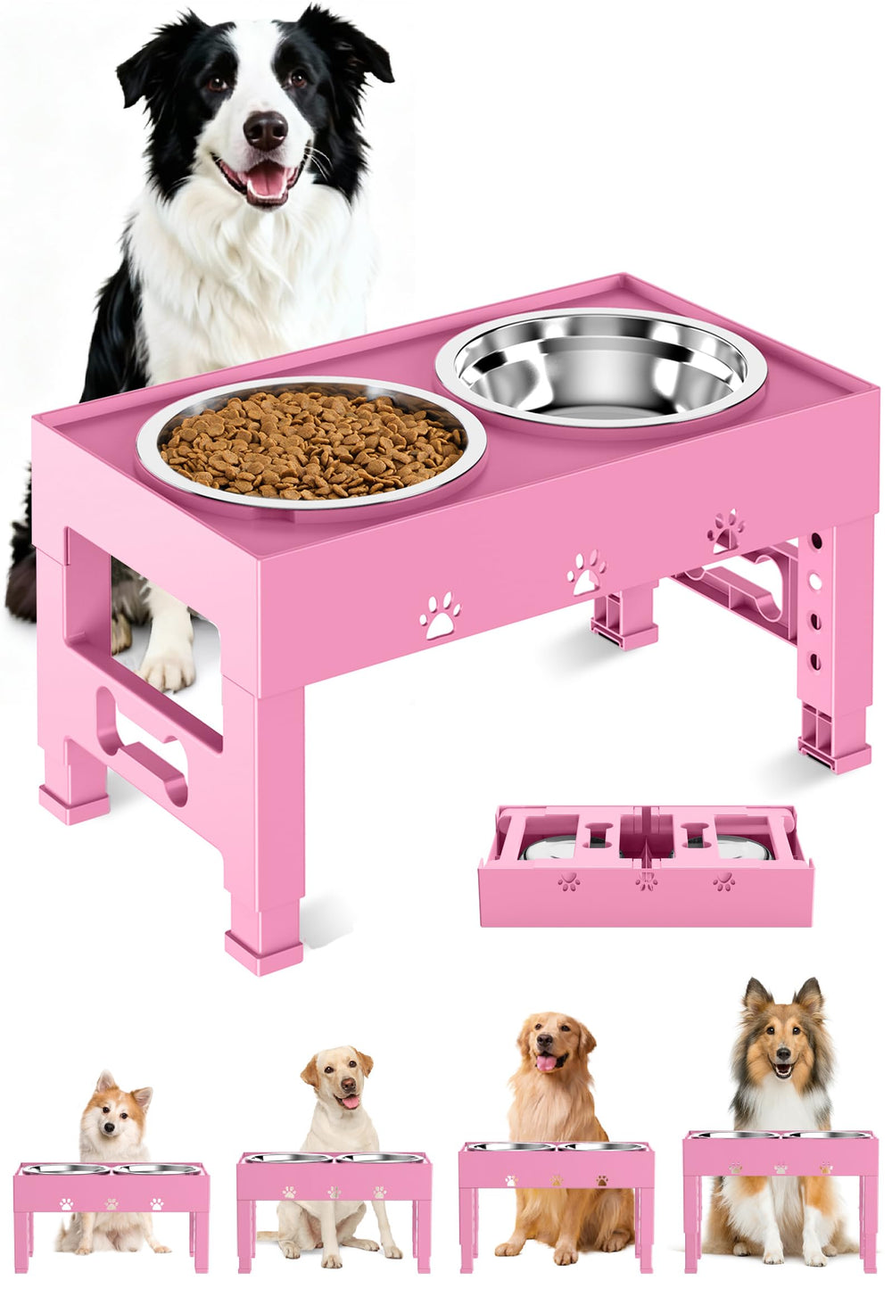 LAKIPETN elevated dog bowls on full stand for easy feeding and clean dining