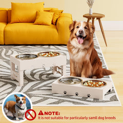 LAKIPETN height-adjustable dog feeder showing five height options