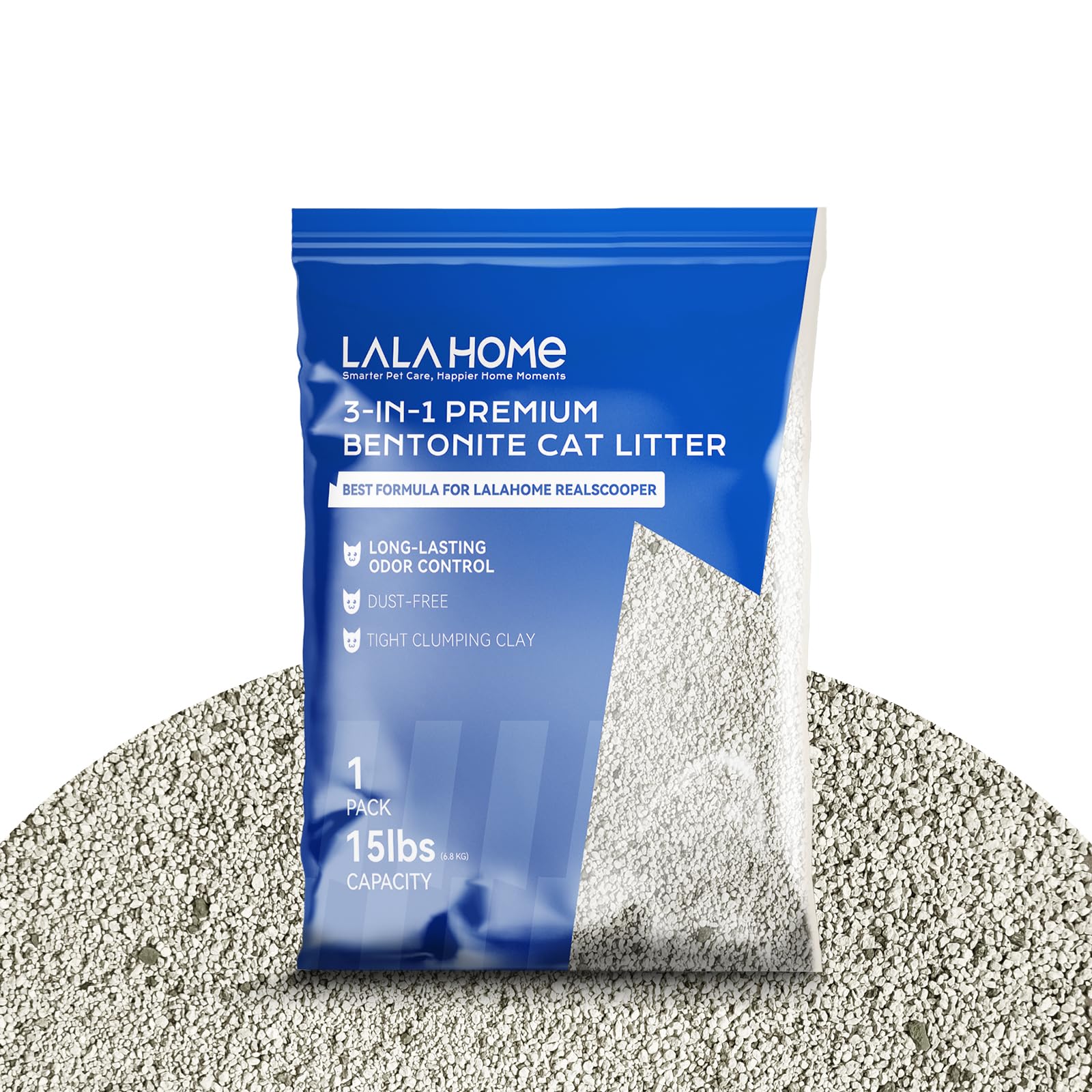 LALAHOME bentonite cat litter with tight clumps for easy scooping