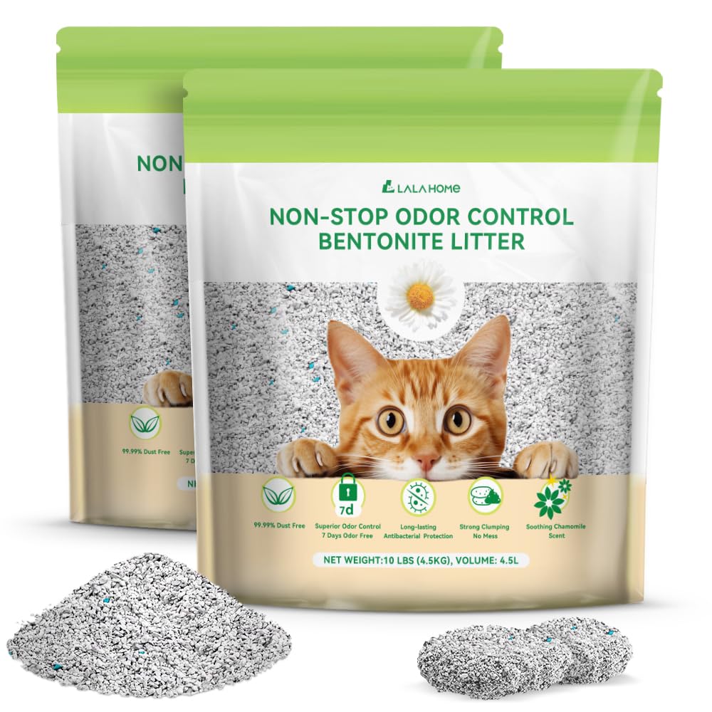 LALAHOME Bentonite litter front packaging with 20 lb bag for odor control