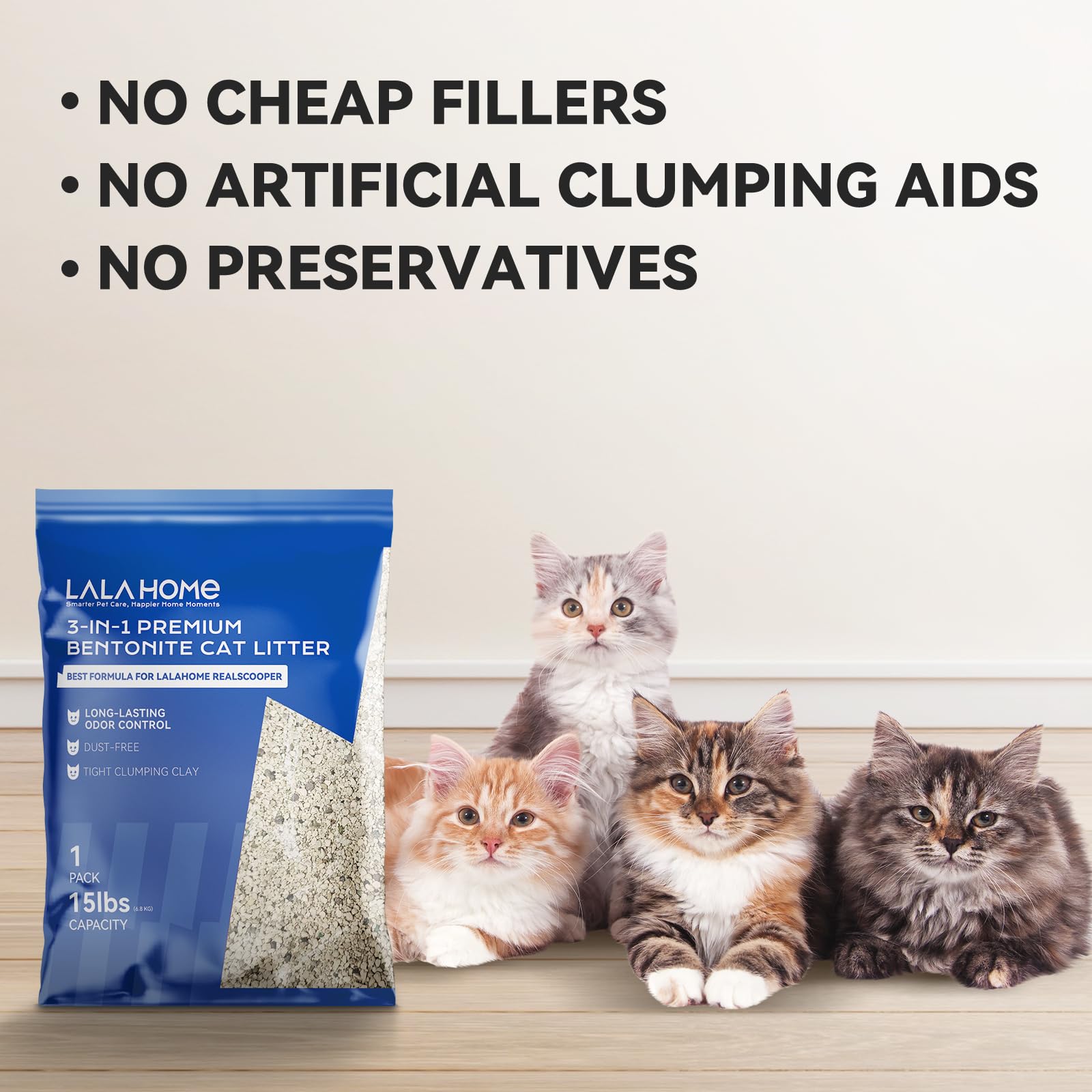 LALAHOME quick-clumping formula enables effortless scooping