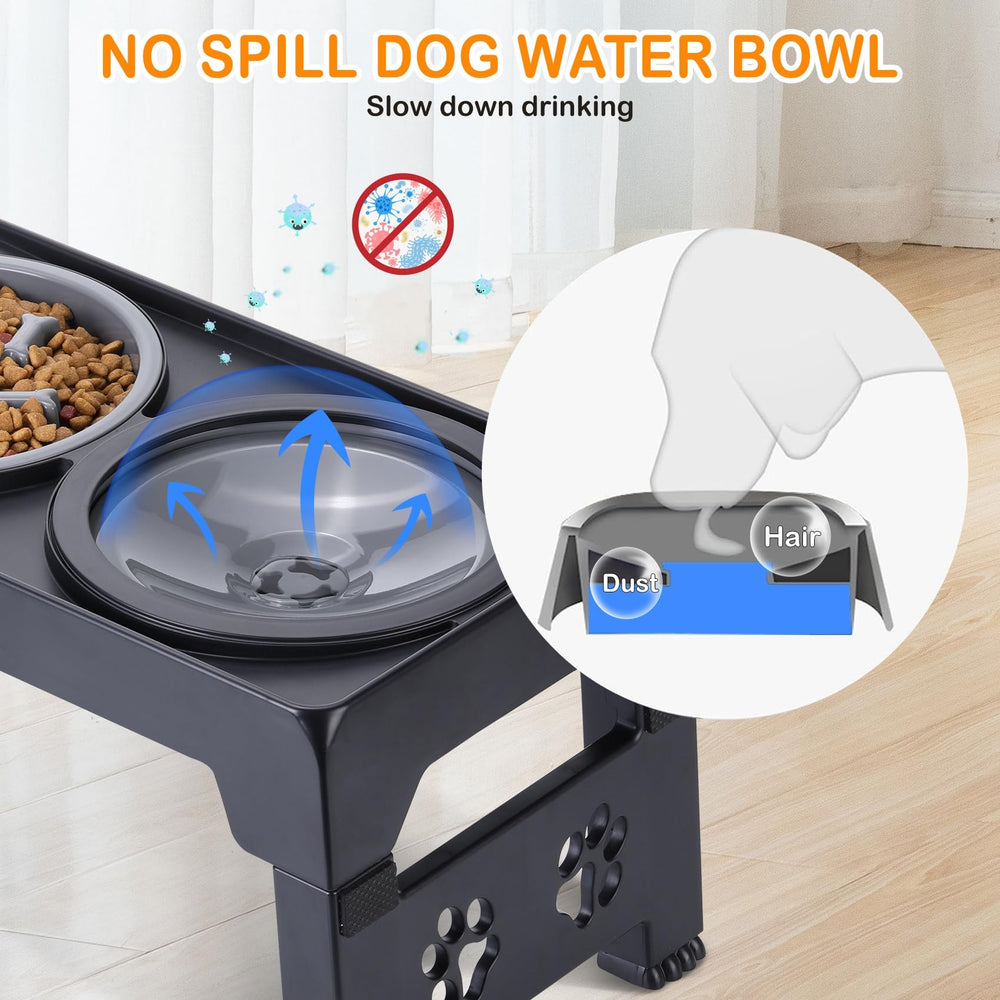 LALOBLUE two stainless steel bowls fit securely on the stand.