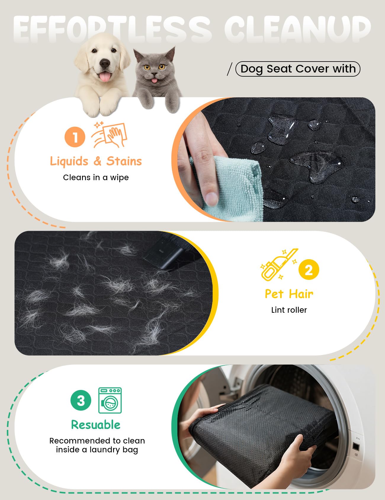 Lamicall dog seat cover foldable design stores compactly.