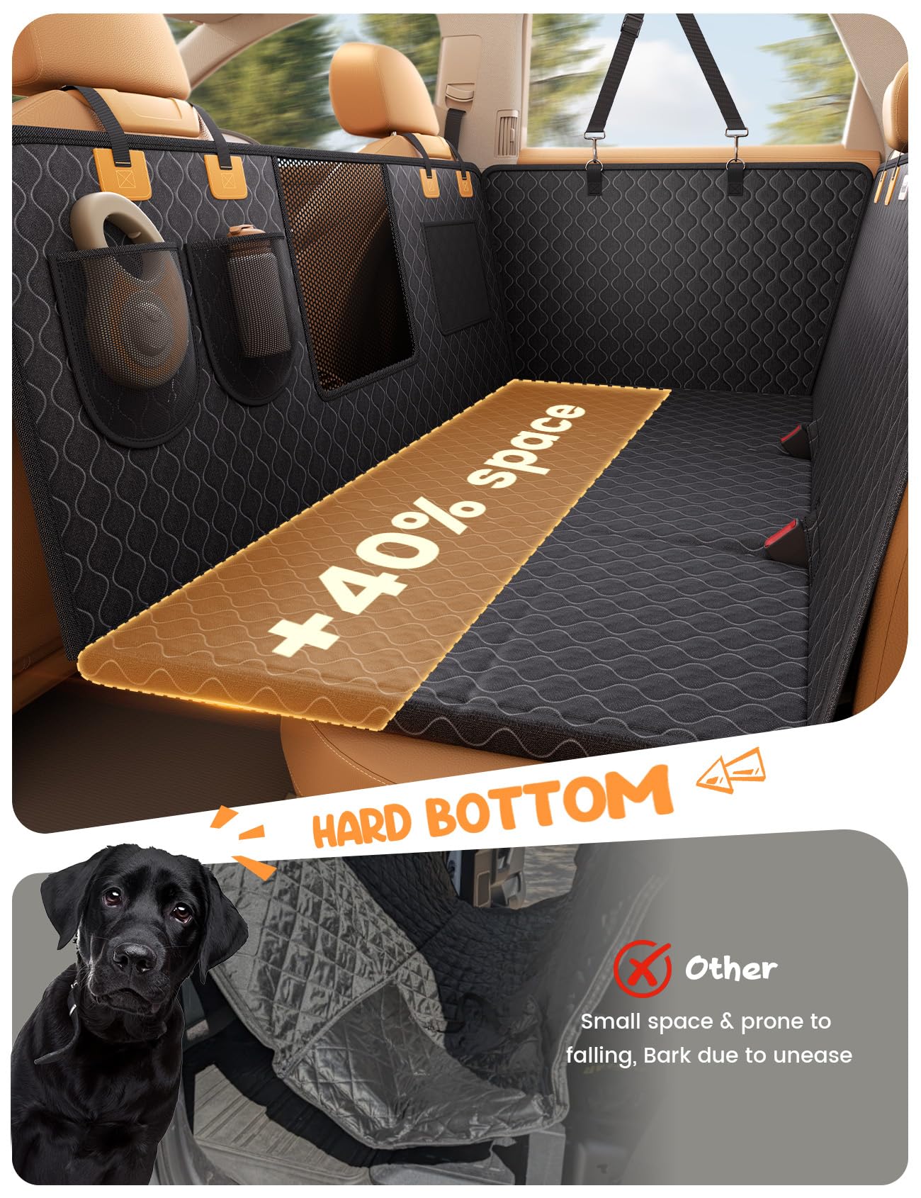 Lamicall dog seat cover mesh window improves airflow for a calmer ride.